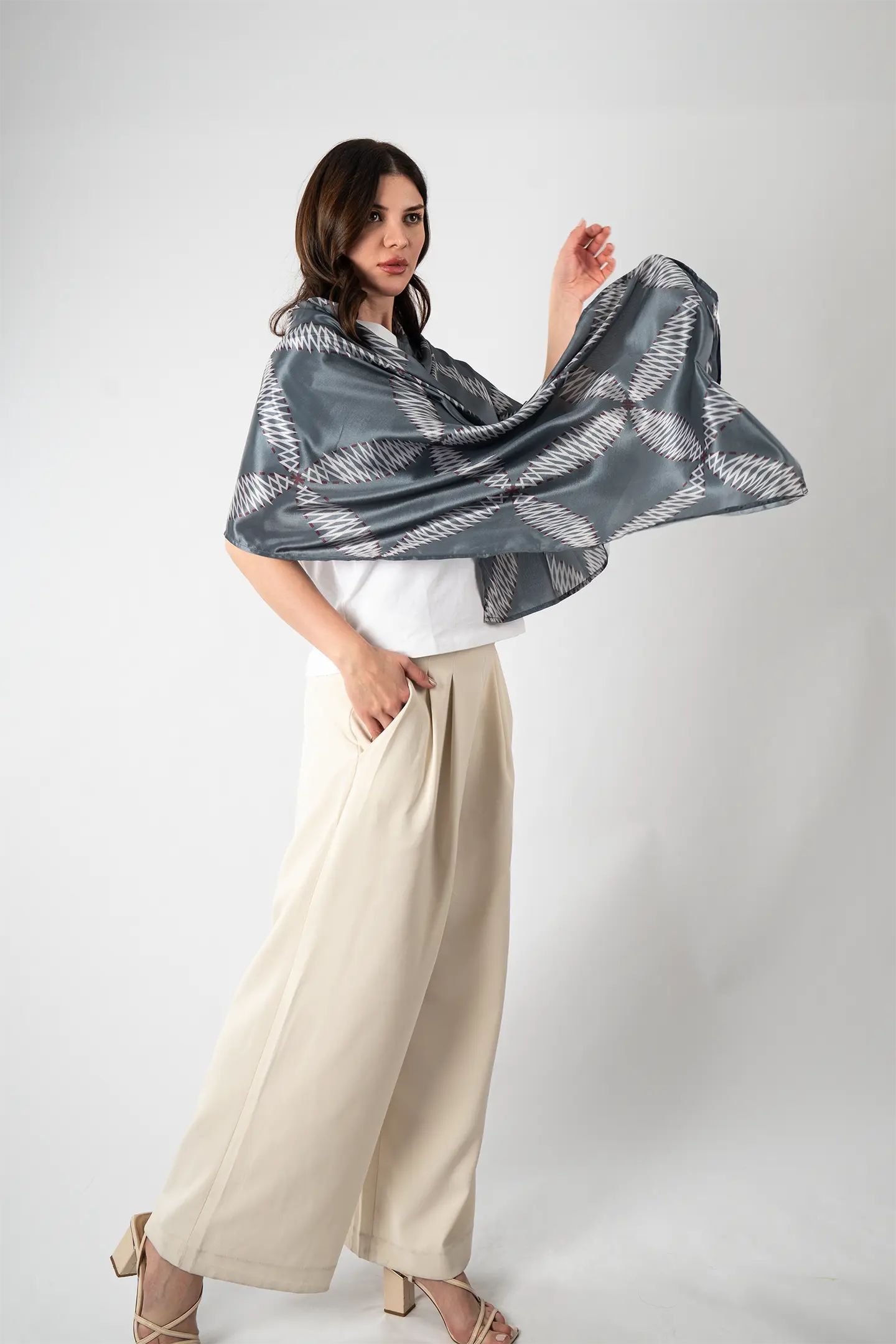 Chikankari Heritage Silk Scarf